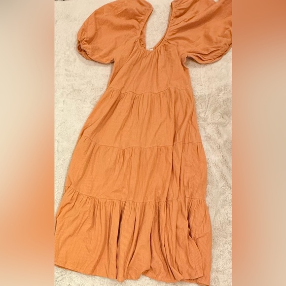 Billabong Endless Shore Puff Sleeve Maxi Dress – Women’s Medium, Pinstripe Boho - Picture 2 of 6